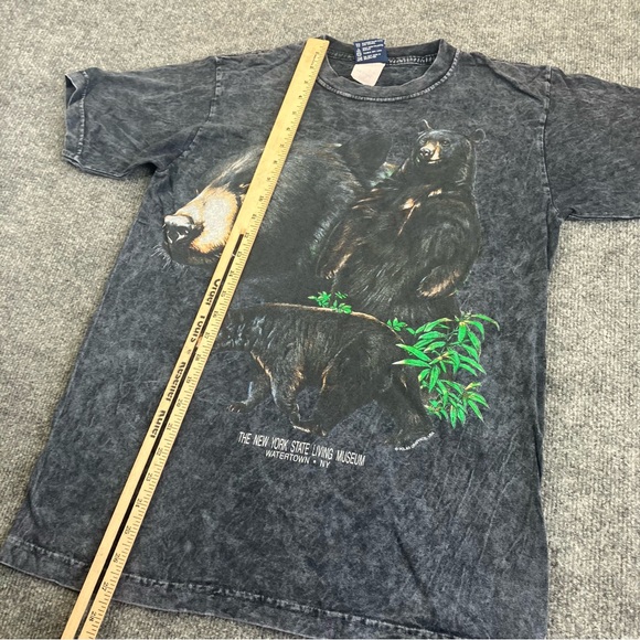 Polar Graphics Unisex Grey Wash Tie Dye Black Bear Graphic T-Shirt Size Small - Picture 5 of 9